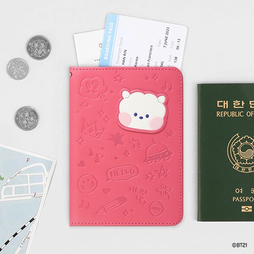 BT21 minini LEATHER PATCH PASSPORT COVER