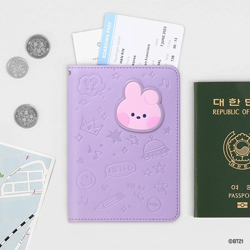 BT21 minini LEATHER PATCH PASSPORT COVER