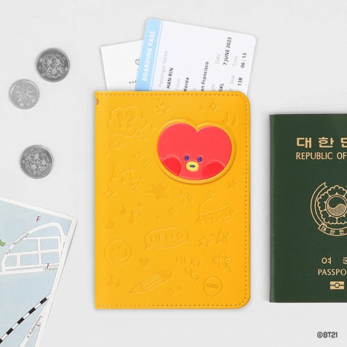 BT21 minini LEATHER PATCH PASSPORT COVER