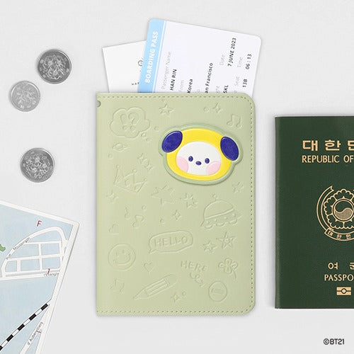 BT21 minini LEATHER PATCH PASSPORT COVER