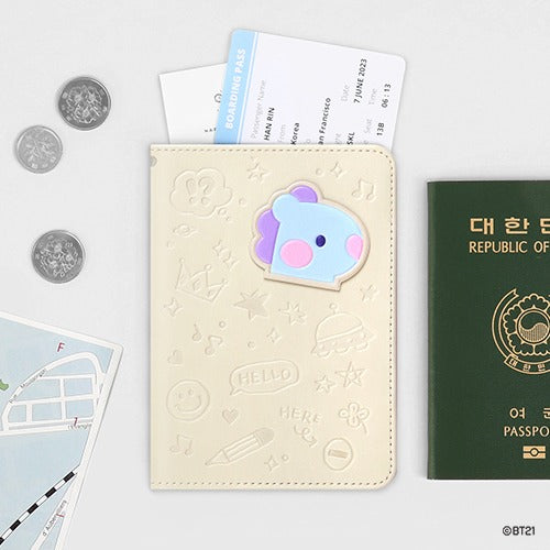 BT21 minini LEATHER PATCH PASSPORT COVER