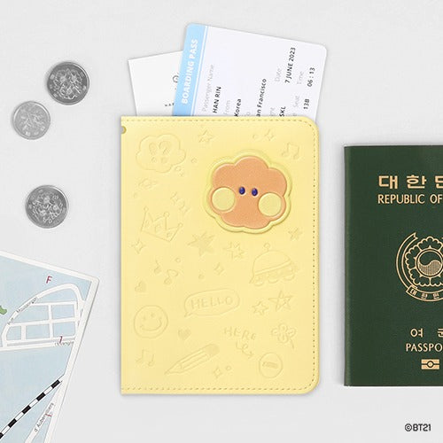 BT21 minini LEATHER PATCH PASSPORT COVER