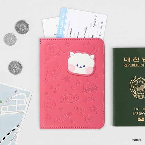 BT21 minini REISEPASSHÜLLE AUS LEDER MIT PATCH