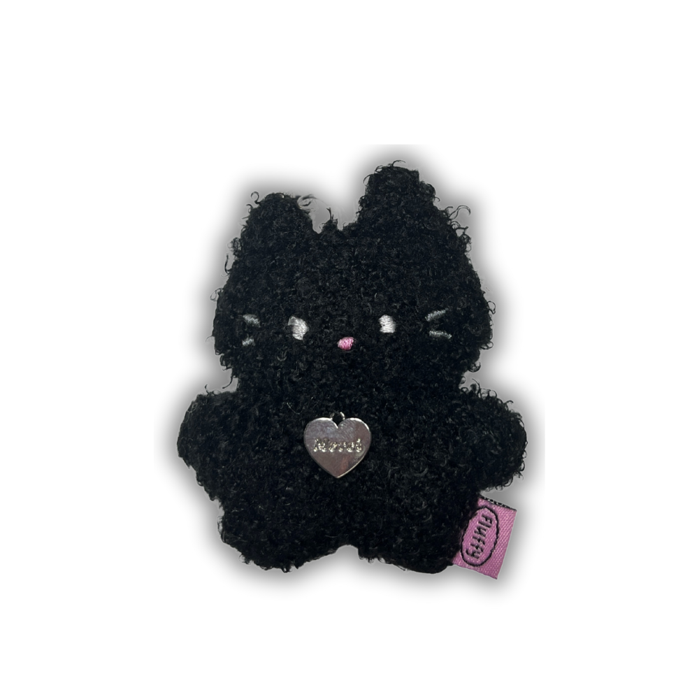 KEYRING FLUFFY BLACK CAT