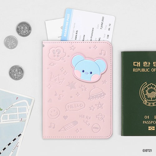 BT21 minini REISEPASSHÜLLE AUS LEDER MIT PATCH