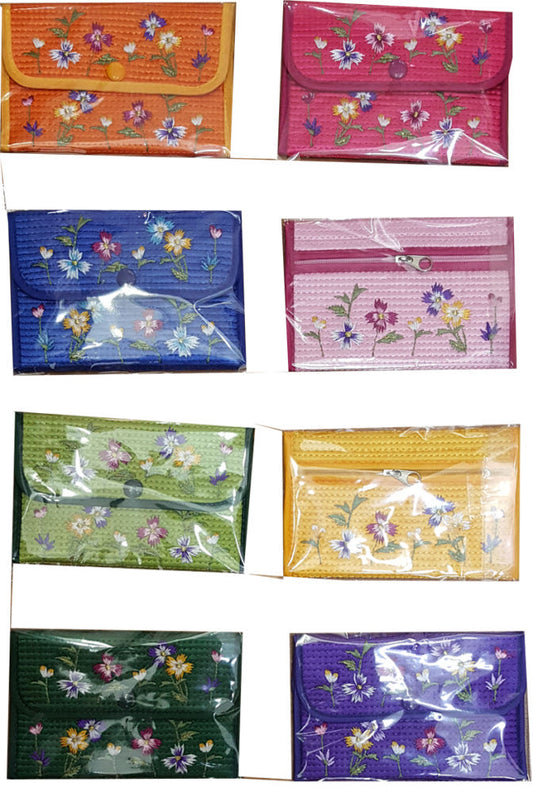 FLOWER EMBROIDERED CARD WALLET