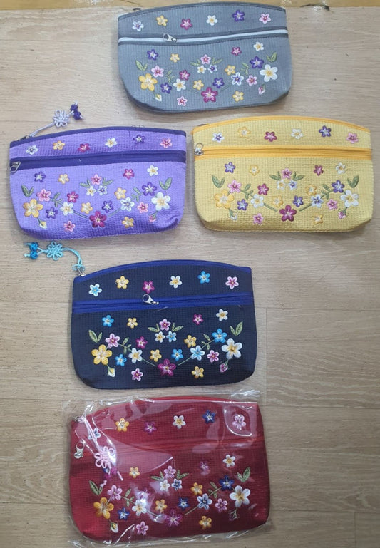 FLOWER EMBROIDERED POUCH