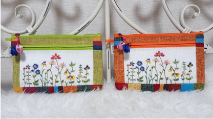 HEMP FLOWER EMBROIDERY POUCH