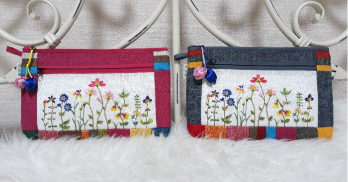 HEMP FLOWER EMBROIDERY POUCH