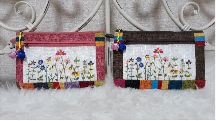 HEMP FLOWER EMBROIDERY POUCH