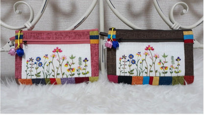 HEMP FLOWER EMBROIDERY POUCH