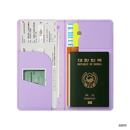 BT21 minini LEATHER PATCH PASSPORT COVER L