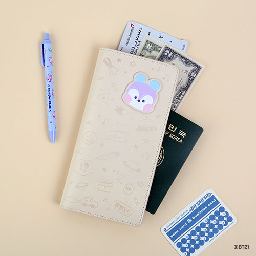 BT21 minini LEATHER PATCH PASSPORT COVER L