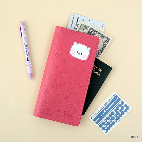 BT21 minini LEATHER PATCH PASSPORT COVER L